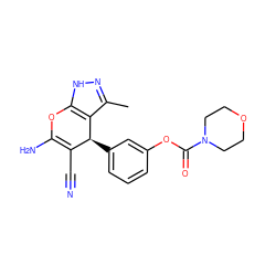 Cc1n[nH]c2c1[C@@H](c1cccc(OC(=O)N3CCOCC3)c1)C(C#N)=C(N)O2 ZINC000004005042