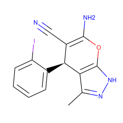 Cc1n[nH]c2c1[C@@H](c1ccccc1I)C(C#N)=C(N)O2 ZINC000008995709