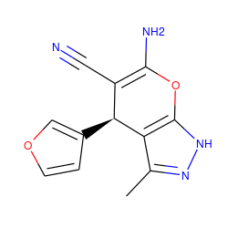 Cc1n[nH]c2c1[C@@H](c1ccoc1)C(C#N)=C(N)O2 ZINC000005125980