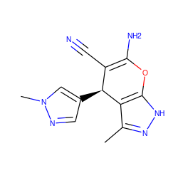 Cc1n[nH]c2c1[C@@H](c1cnn(C)c1)C(C#N)=C(N)O2 ZINC000006658541