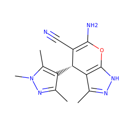 Cc1n[nH]c2c1[C@H](c1c(C)nn(C)c1C)C(C#N)=C(N)O2 ZINC000013136875