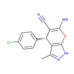 Cc1n[nH]c2c1[C@H](c1ccc(Cl)cc1)C(C#N)=C(N)O2 ZINC000018283442