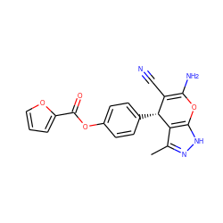 Cc1n[nH]c2c1[C@H](c1ccc(OC(=O)c3ccco3)cc1)C(C#N)=C(N)O2 ZINC000009704004