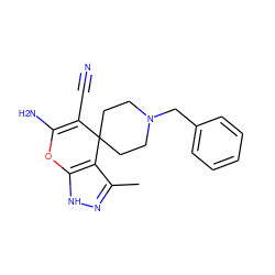 Cc1n[nH]c2c1C1(CCN(Cc3ccccc3)CC1)C(C#N)=C(N)O2 ZINC000000244747