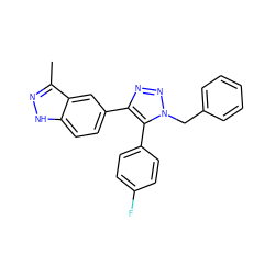 Cc1n[nH]c2ccc(-c3nnn(Cc4ccccc4)c3-c3ccc(F)cc3)cc12 ZINC000063539969