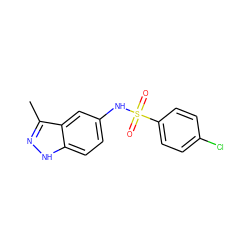 Cc1n[nH]c2ccc(NS(=O)(=O)c3ccc(Cl)cc3)cc12 ZINC000013531349