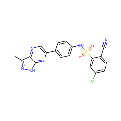 Cc1n[nH]c2nc(-c3ccc(NS(=O)(=O)c4cc(Cl)ccc4C#N)cc3)cnc12 ZINC000148832093