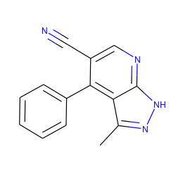 Cc1n[nH]c2ncc(C#N)c(-c3ccccc3)c12 ZINC000063298566