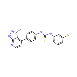 Cc1n[nH]c2nccc(-c3ccc(NC(=S)Nc4cccc(Br)c4)cc3)c12 ZINC001772633233