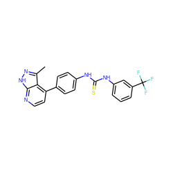 Cc1n[nH]c2nccc(-c3ccc(NC(=S)Nc4cccc(C(F)(F)F)c4)cc3)c12 ZINC001772619855