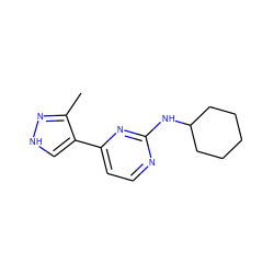 Cc1n[nH]cc1-c1ccnc(NC2CCCCC2)n1 ZINC000064503490