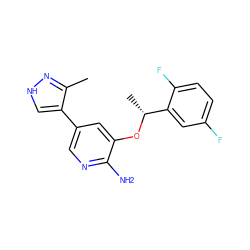 Cc1n[nH]cc1-c1cnc(N)c(O[C@H](C)c2cc(F)ccc2F)c1 ZINC000103249701