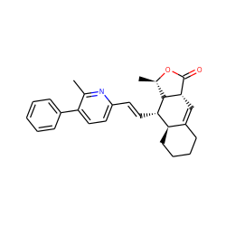 Cc1nc(/C=C/[C@H]2[C@@H]3CCCCC3=C[C@H]3C(=O)O[C@H](C)[C@@H]23)ccc1-c1ccccc1 ZINC000028823097