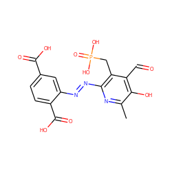 Cc1nc(/N=N/c2cc(C(=O)O)ccc2C(=O)O)c(CP(=O)(O)O)c(C=O)c1O ZINC000013861568