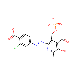 Cc1nc(/N=N/c2ccc(C(=O)O)c(Cl)c2)c(COP(=O)(O)O)c(C=O)c1O ZINC000004392986