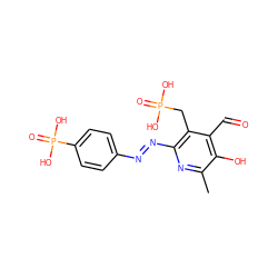 Cc1nc(/N=N/c2ccc(P(=O)(O)O)cc2)c(CP(=O)(O)O)c(C=O)c1O ZINC000013861574