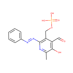 Cc1nc(/N=N/c2ccccc2)c(COP(=O)(O)O)c(C=O)c1O ZINC000013861570