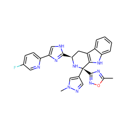 Cc1nc([C@@]2(c3cnn(C)c3)N[C@@H](c3nc(-c4ccc(F)cn4)c[nH]3)Cc3c2[nH]c2ccccc32)no1 ZINC000140381714