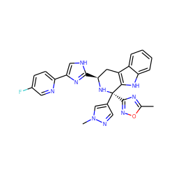 Cc1nc([C@]2(c3cnn(C)c3)N[C@@H](c3nc(-c4ccc(F)cn4)c[nH]3)Cc3c2[nH]c2ccccc32)no1 ZINC000140381889