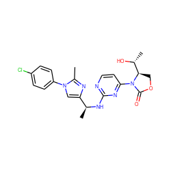 Cc1nc([C@H](C)Nc2nccc(N3C(=O)OC[C@@H]3[C@@H](C)O)n2)cn1-c1ccc(Cl)cc1 ZINC000221674563