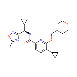 Cc1nc([C@H](NC(=O)c2ccc(C3CC3)c(OCC3CCOCC3)n2)C2CC2)no1 ZINC000207735429