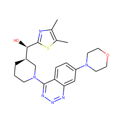 Cc1nc([C@H](O)[C@@H]2CCCN(c3nnnc4cc(N5CCOCC5)ccc34)C2)sc1C ZINC000148308761