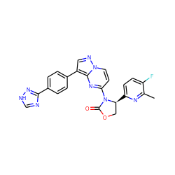 Cc1nc([C@H]2COC(=O)N2c2ccn3ncc(-c4ccc(-c5nc[nH]n5)cc4)c3n2)ccc1F ZINC000150289591