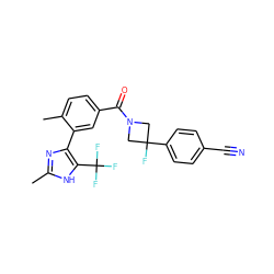 Cc1nc(-c2cc(C(=O)N3CC(F)(c4ccc(C#N)cc4)C3)ccc2C)c(C(F)(F)F)[nH]1 ZINC000220792823