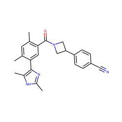 Cc1nc(-c2cc(C(=O)N3CC(c4ccc(C#N)cc4)C3)c(C)cc2C)c(C)[nH]1 ZINC000220782269