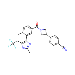 Cc1nc(-c2cc(C(=O)N3CC(c4ccc(C#N)cc4)C3)ccc2C)c(CC(F)(F)F)[nH]1 ZINC000218974648