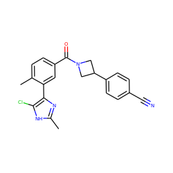 Cc1nc(-c2cc(C(=O)N3CC(c4ccc(C#N)cc4)C3)ccc2C)c(Cl)[nH]1 ZINC000219021389