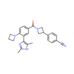 Cc1nc(-c2cc(C(=O)N3CC(c4ccc(C#N)cc4)C3)ccc2N2CCC2)c(C)[nH]1 ZINC000219070804