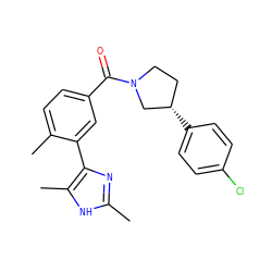 Cc1nc(-c2cc(C(=O)N3CC[C@H](c4ccc(Cl)cc4)C3)ccc2C)c(C)[nH]1 ZINC000219013026