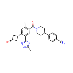 Cc1nc(-c2cc(C(=O)N3CCC(c4ccc(C#N)cc4)CC3)c(C)cc2[C@H]2C[C@H](O)C2)n[nH]1 ZINC001772575367