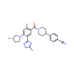 Cc1nc(-c2cc(C(=O)N3CCC(c4ccc(C#N)cc4)CC3)c(C)cc2N2CC[C@H](C)C2)n[nH]1 ZINC000220783000