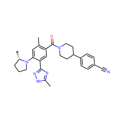 Cc1nc(-c2cc(C(=O)N3CCC(c4ccc(C#N)cc4)CC3)c(C)cc2N2CCC[C@@H]2C)n[nH]1 ZINC000220782828