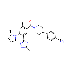 Cc1nc(-c2cc(C(=O)N3CCC(c4ccc(C#N)cc4)CC3)c(C)cc2N2CCC[C@H]2C)n[nH]1 ZINC000220781564