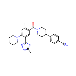 Cc1nc(-c2cc(C(=O)N3CCC(c4ccc(C#N)cc4)CC3)c(C)cc2N2CCCCC2)n[nH]1 ZINC000219012265