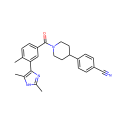 Cc1nc(-c2cc(C(=O)N3CCC(c4ccc(C#N)cc4)CC3)ccc2C)c(C)[nH]1 ZINC000219087322