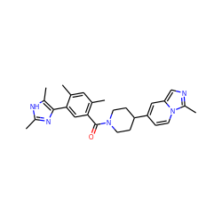 Cc1nc(-c2cc(C(=O)N3CCC(c4ccn5c(C)ncc5c4)CC3)c(C)cc2C)c(C)[nH]1 ZINC000220780012