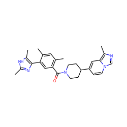 Cc1nc(-c2cc(C(=O)N3CCC(c4ccn5cnc(C)c5c4)CC3)c(C)cc2C)c(C)[nH]1 ZINC000220782350