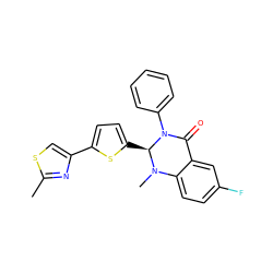 Cc1nc(-c2ccc([C@@H]3N(C)c4ccc(F)cc4C(=O)N3c3ccccc3)s2)cs1 ZINC000103244828