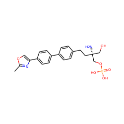 Cc1nc(-c2ccc(-c3ccc(CC[C@@](N)(CO)COP(=O)(O)O)cc3)cc2)co1 ZINC000103301169