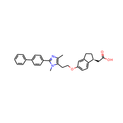 Cc1nc(-c2ccc(-c3ccccc3)cc2)n(C)c1CCOc1ccc2c(c1)CC[C@H]2CC(=O)O ZINC000028951996