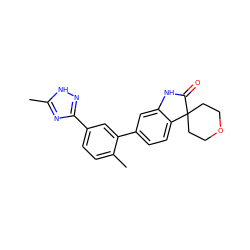 Cc1nc(-c2ccc(C)c(-c3ccc4c(c3)NC(=O)C43CCOCC3)c2)n[nH]1 ZINC000073160260