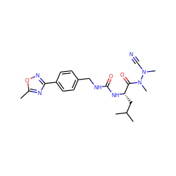 Cc1nc(-c2ccc(CNC(=O)N[C@@H](CC(C)C)C(=O)N(C)N(C)C#N)cc2)no1 ZINC000066103501