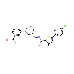 Cc1nc(-c2ccc(Cl)cc2)sc1C(=O)NC[C@H]1CCCN(c2cccc(C(=O)O)c2)C1 ZINC000035802070