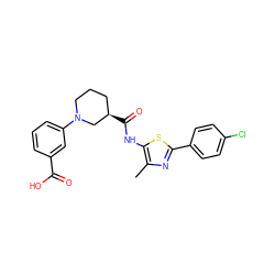 Cc1nc(-c2ccc(Cl)cc2)sc1NC(=O)[C@@H]1CCCN(c2cccc(C(=O)O)c2)C1 ZINC000073240493