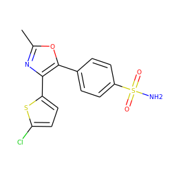 Cc1nc(-c2ccc(Cl)s2)c(-c2ccc(S(N)(=O)=O)cc2)o1 ZINC000013436267