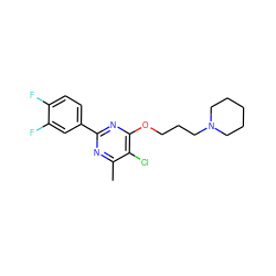 Cc1nc(-c2ccc(F)c(F)c2)nc(OCCCN2CCCCC2)c1Cl ZINC000299823668